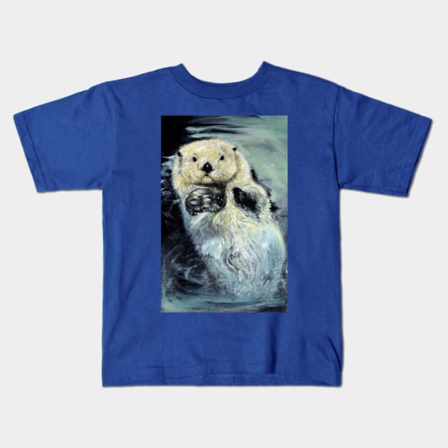 Sea Otter Kids T-Shirt by belettelepink